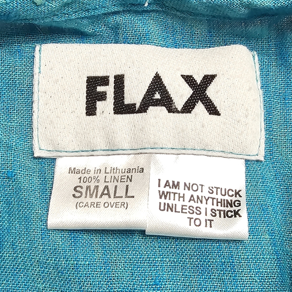 Flax Button Front 100% Linen Top Small - image 3